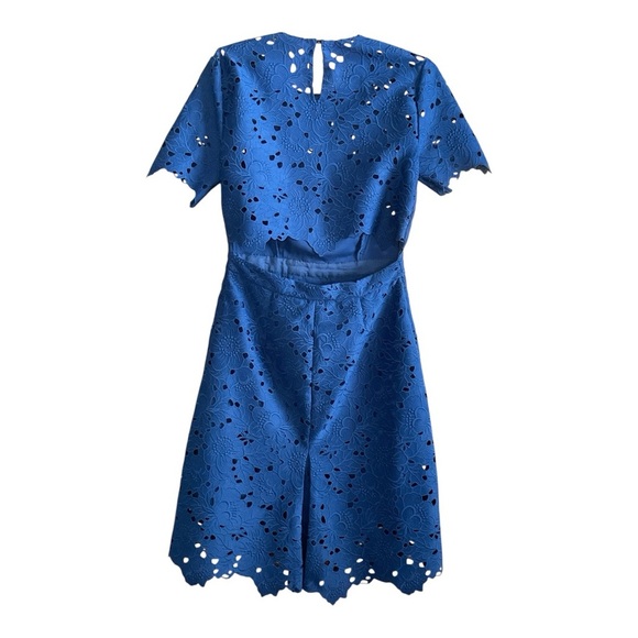 Diane Von Furstenberg Alma French Blue Cut Out Back Lace Dress - Picture 2 of 4